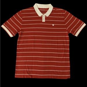 Brixton - Duke S/S Polo Knit - Brick Red/White          Size: Medium